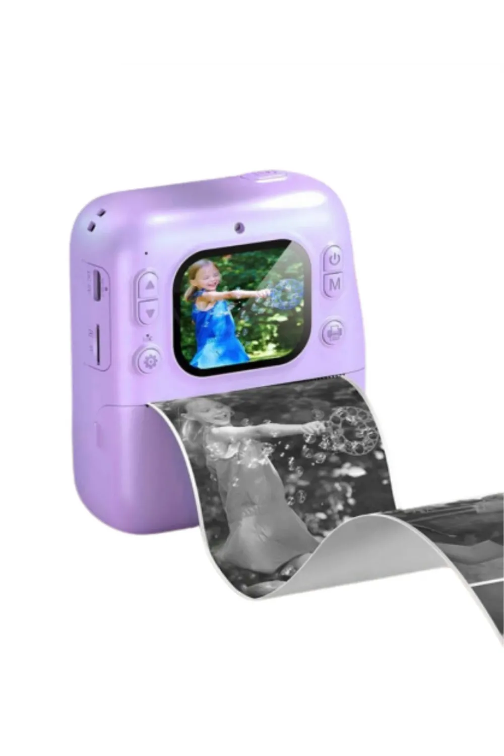 Çocuklar İçin Anında Baskılı Kamera Hd Ekran 4 Rulo Kağıt 5 Kalem Set Hediyeli