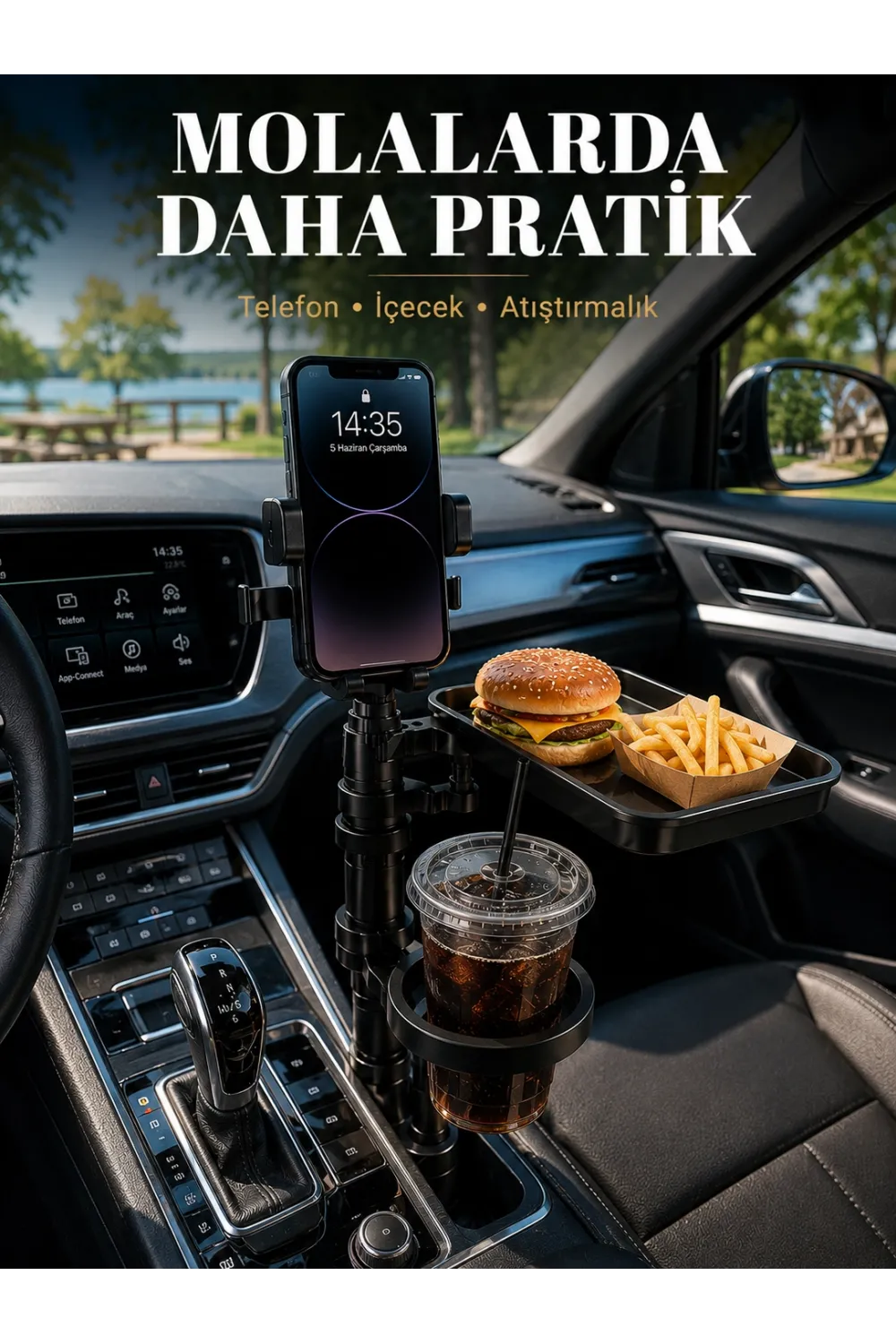 Çok Amaçlı Araç Organizeri Telefon Tutucu Ve Bardaklık Aparatı