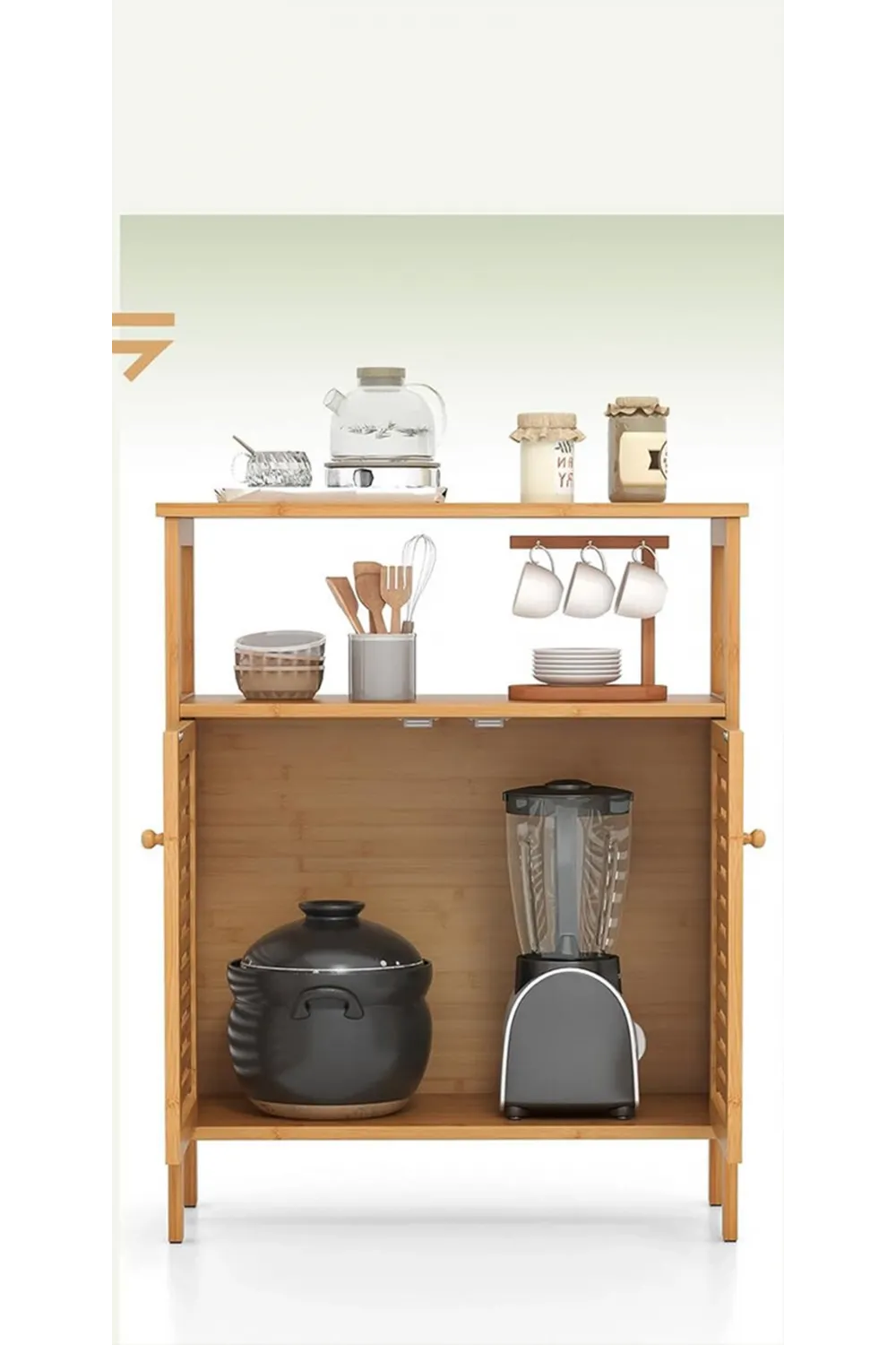 Çok Amaçlı Dolap Ahşap Bambu Organizer Raflı 66x33x85cm