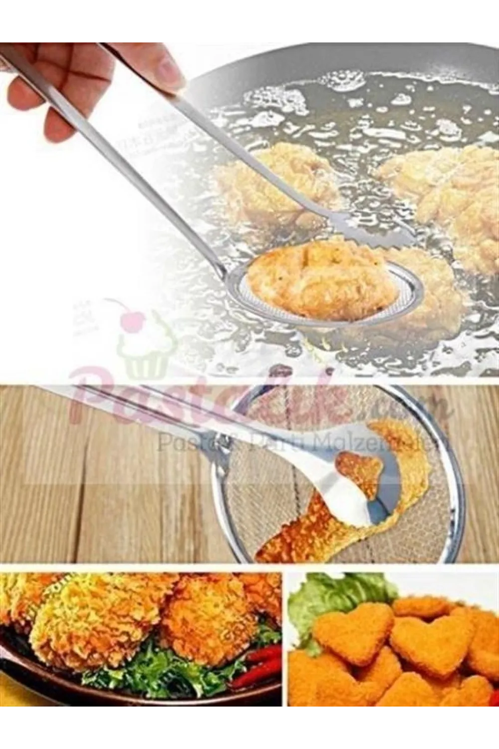 Çok Amaçlı Süzgeçli Paslanmaz Metal Haşlama Ve Kızartma Maşası