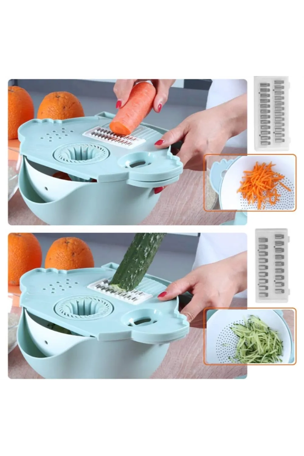 Çok Fonksiyonlu Salata Aparatı - Süzgeçli Doğrayıcı Kase