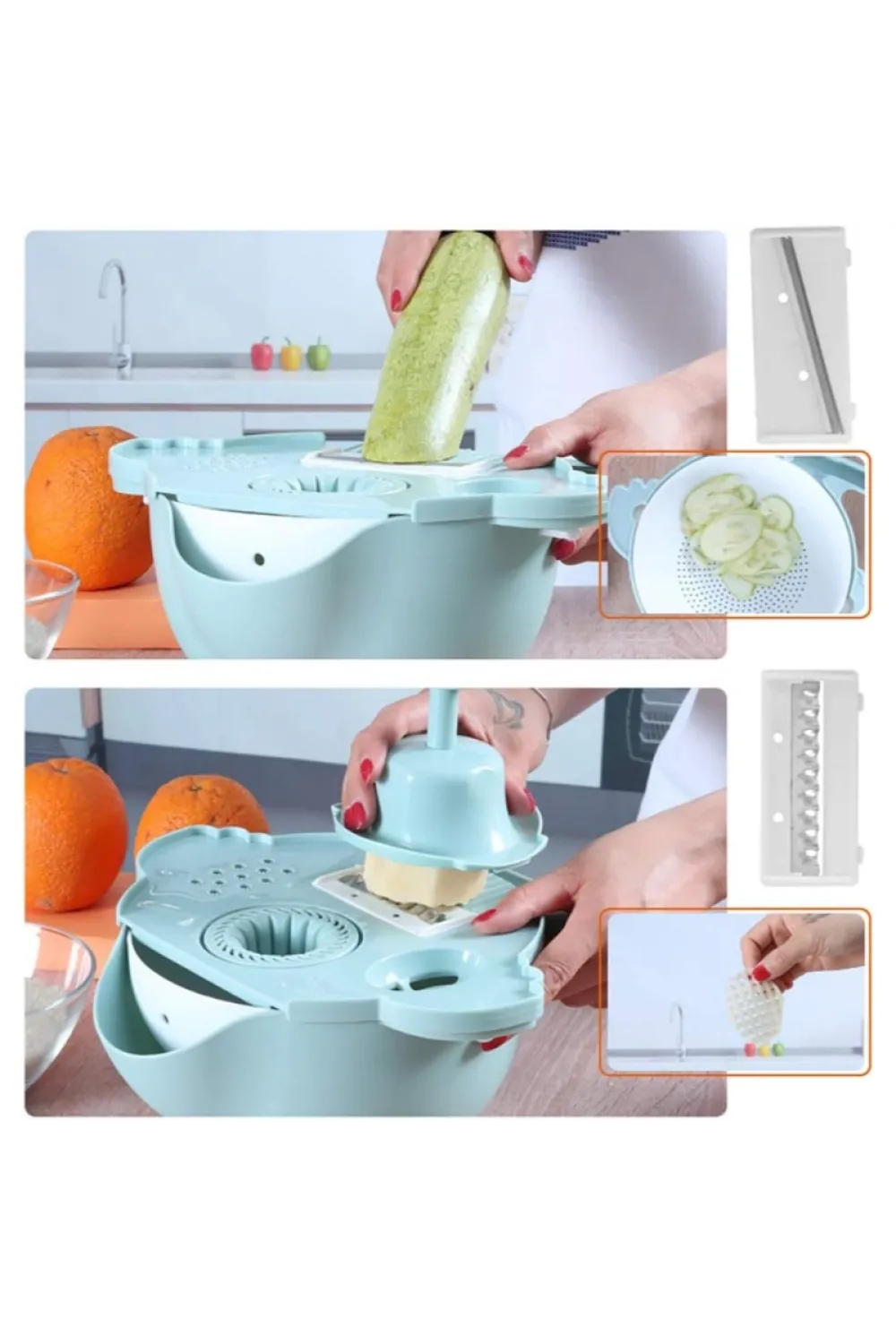 Çok Fonksiyonlu Salata Aparatı - Süzgeçli Doğrayıcı Kase