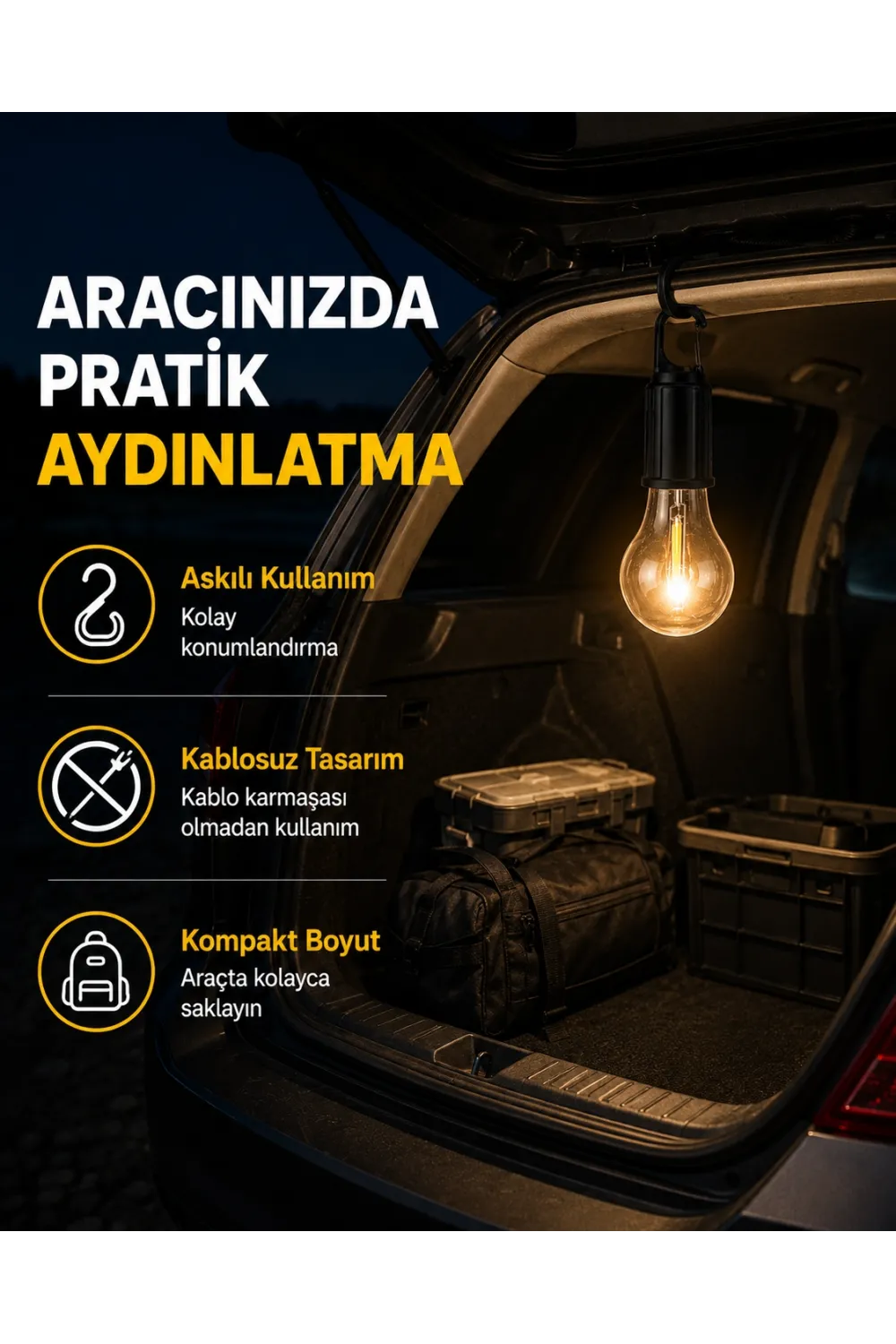 Çok Yönlü Asma Kancalı Kamp Işığı