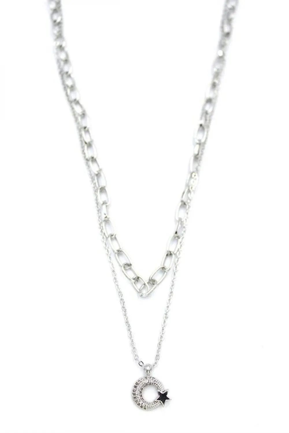 Çoklu Ay Yıldız Kolye - Gümüş