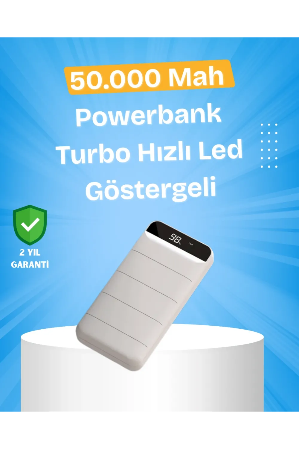 Çoklu Cihaz Uyumlu Led Ekranlı 50000 Mah Powerbank