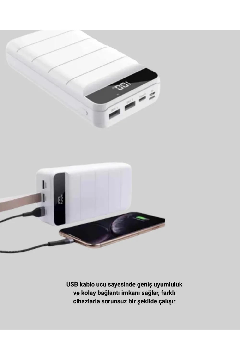 Çoklu Cihaz Uyumlu Led Ekranlı 50000 Mah Powerbank