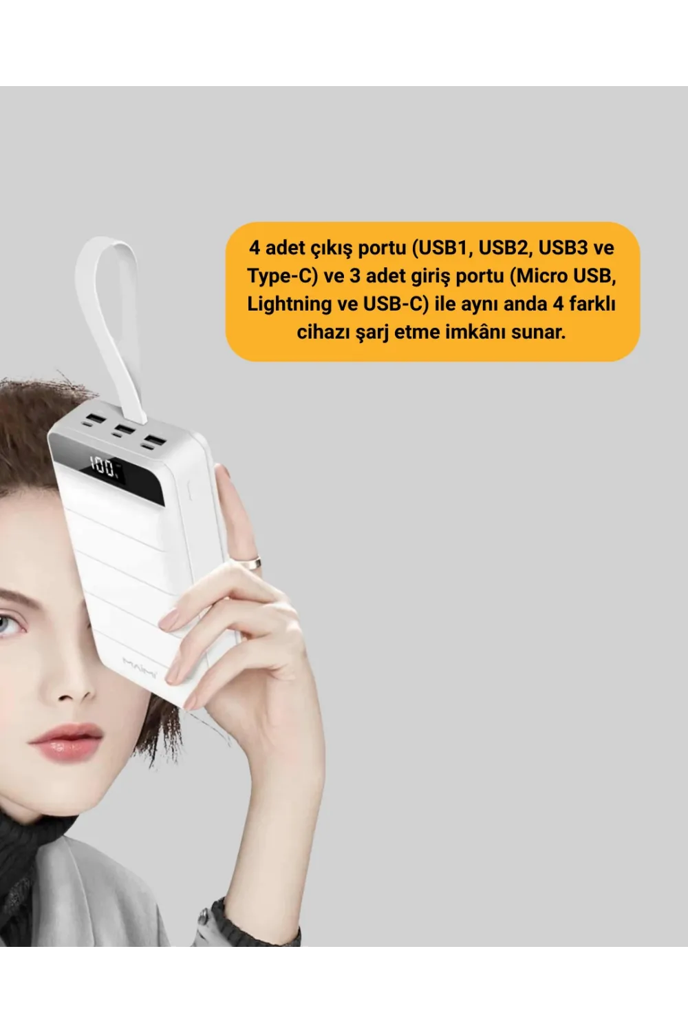 Çoklu Cihaz Uyumlu Led Ekranlı 50000 Mah Powerbank