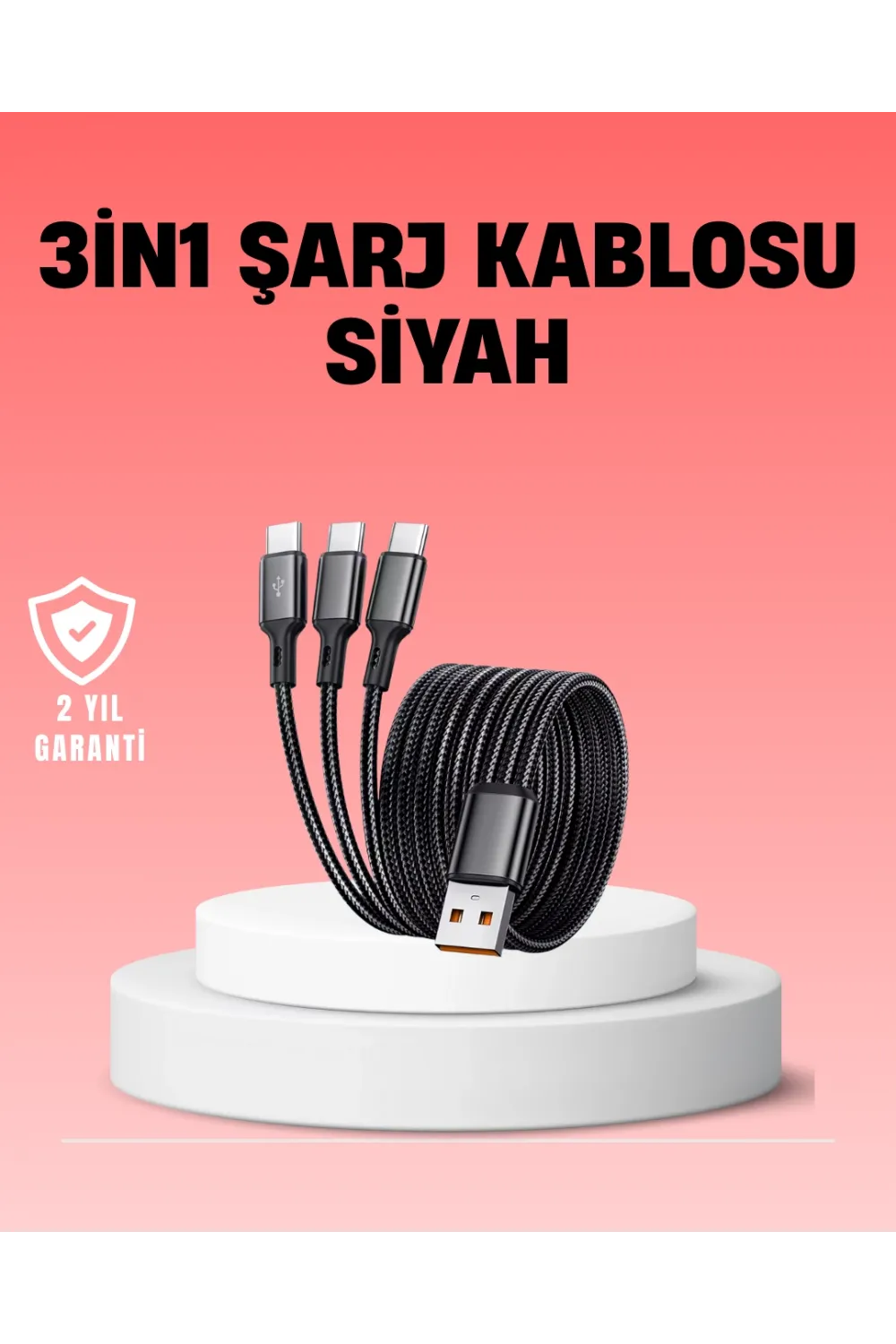 Çoklu Usb Şarj Kablosu – 1,2m Hızlı Şarj, 3a Güçlü Akım
