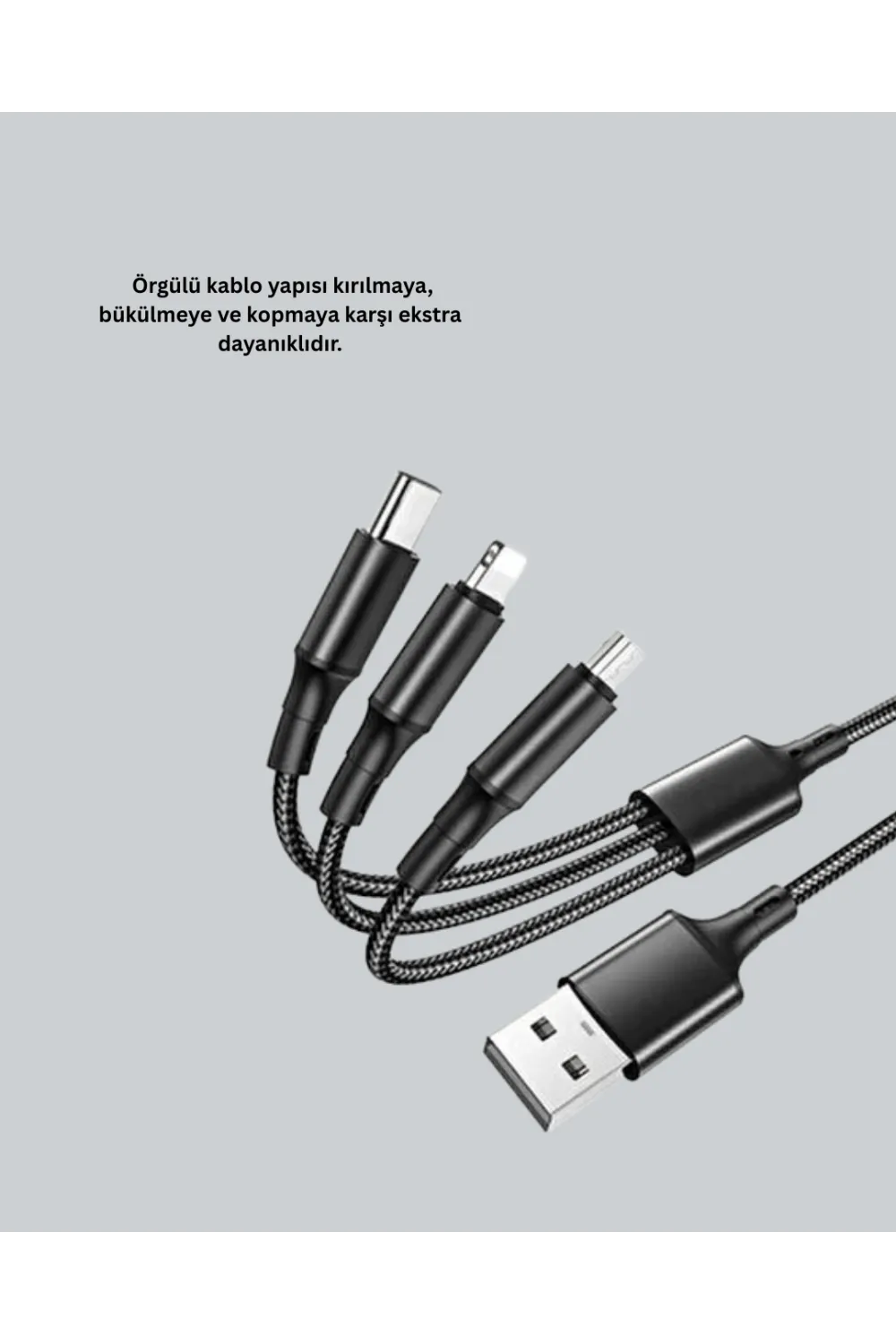 Çoklu Usb Şarj Kablosu – 1,2m Hızlı Şarj, 3a Güçlü Akım