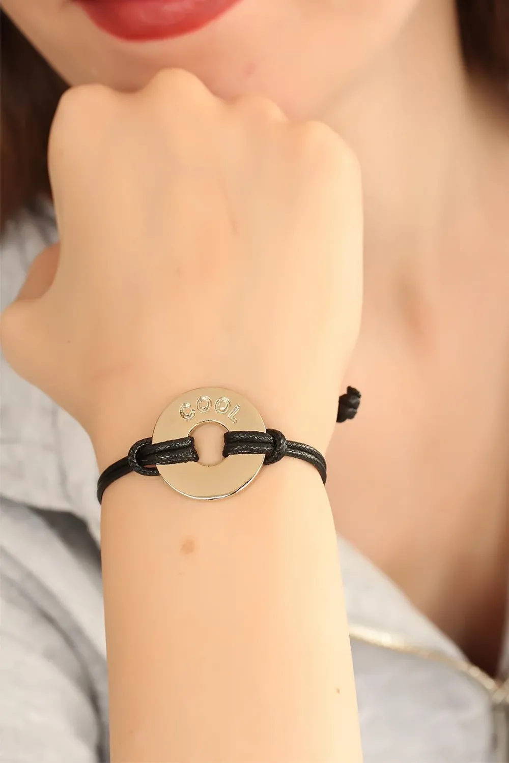 ietaks™ COOL (Havalı) Siyah Deri İpli Unisex Mood Bileklik