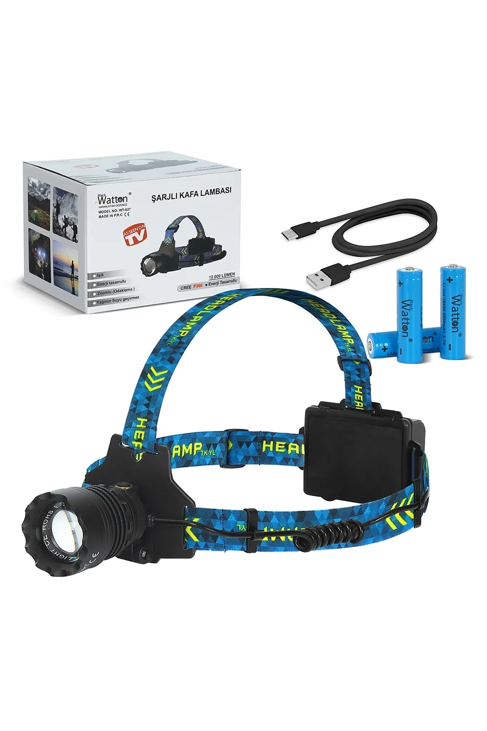 Cree P360 12.000 Lümen Şarjlı Kafa Lambası Wt-627