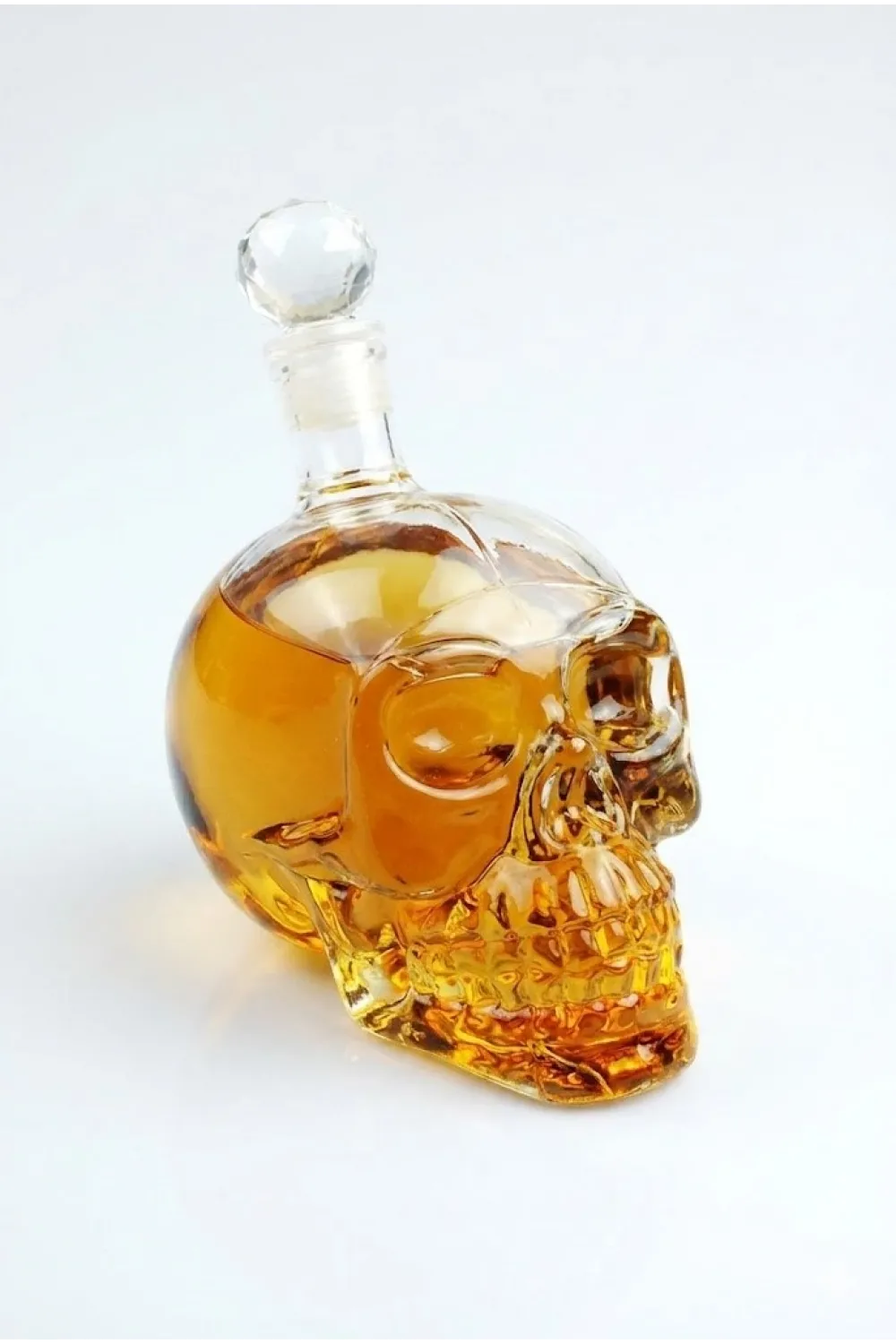 Crystal Head Kuru Kafa Cam Şişe Viski Likör Hediyelik Sürahi (1000 ML)