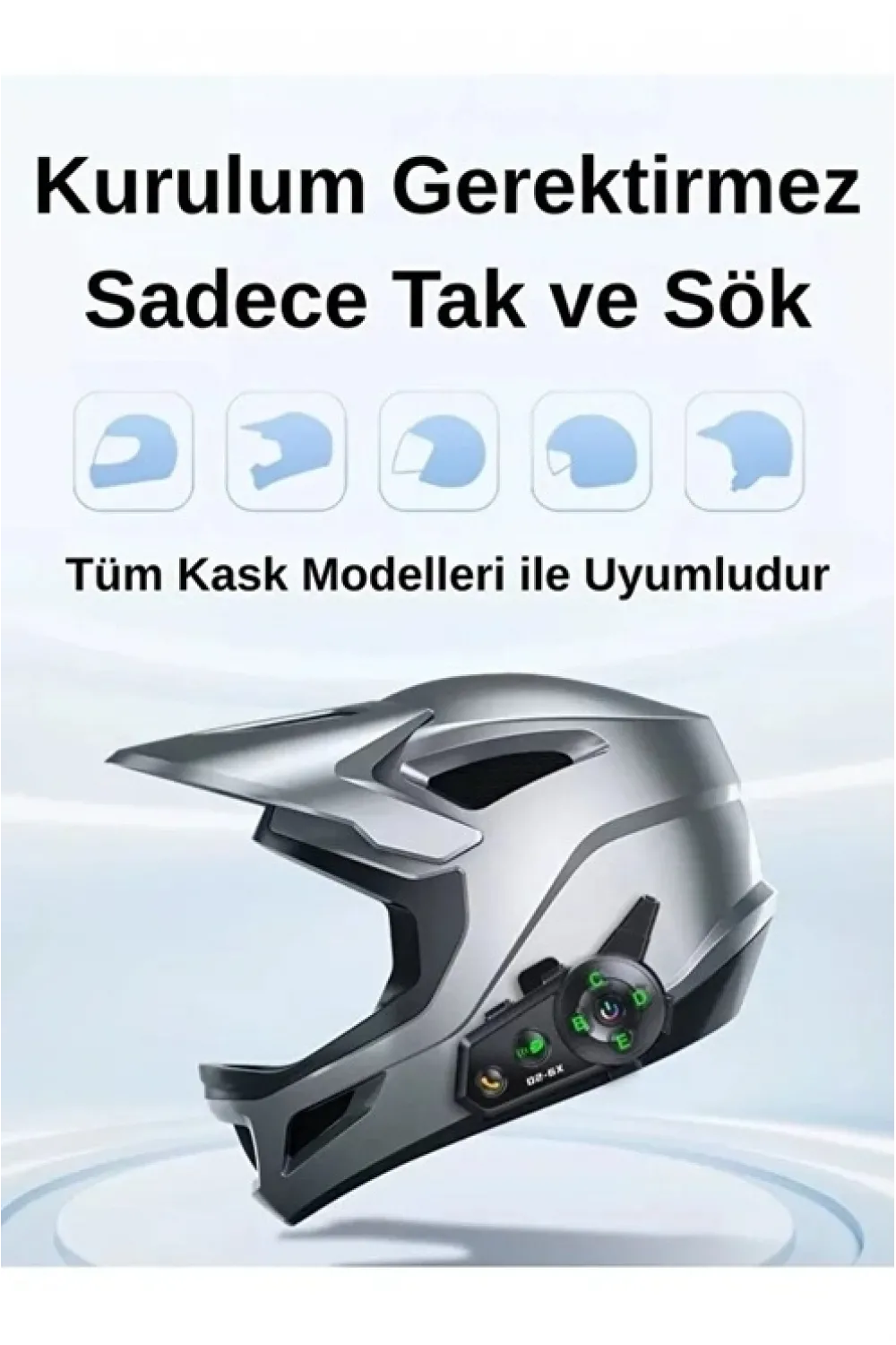 D2-6x 1000m Mesafeli 6 Kanallı İntercom Bluetooth Motosiklet Kask Kulaklığı İntercom Kulaklık