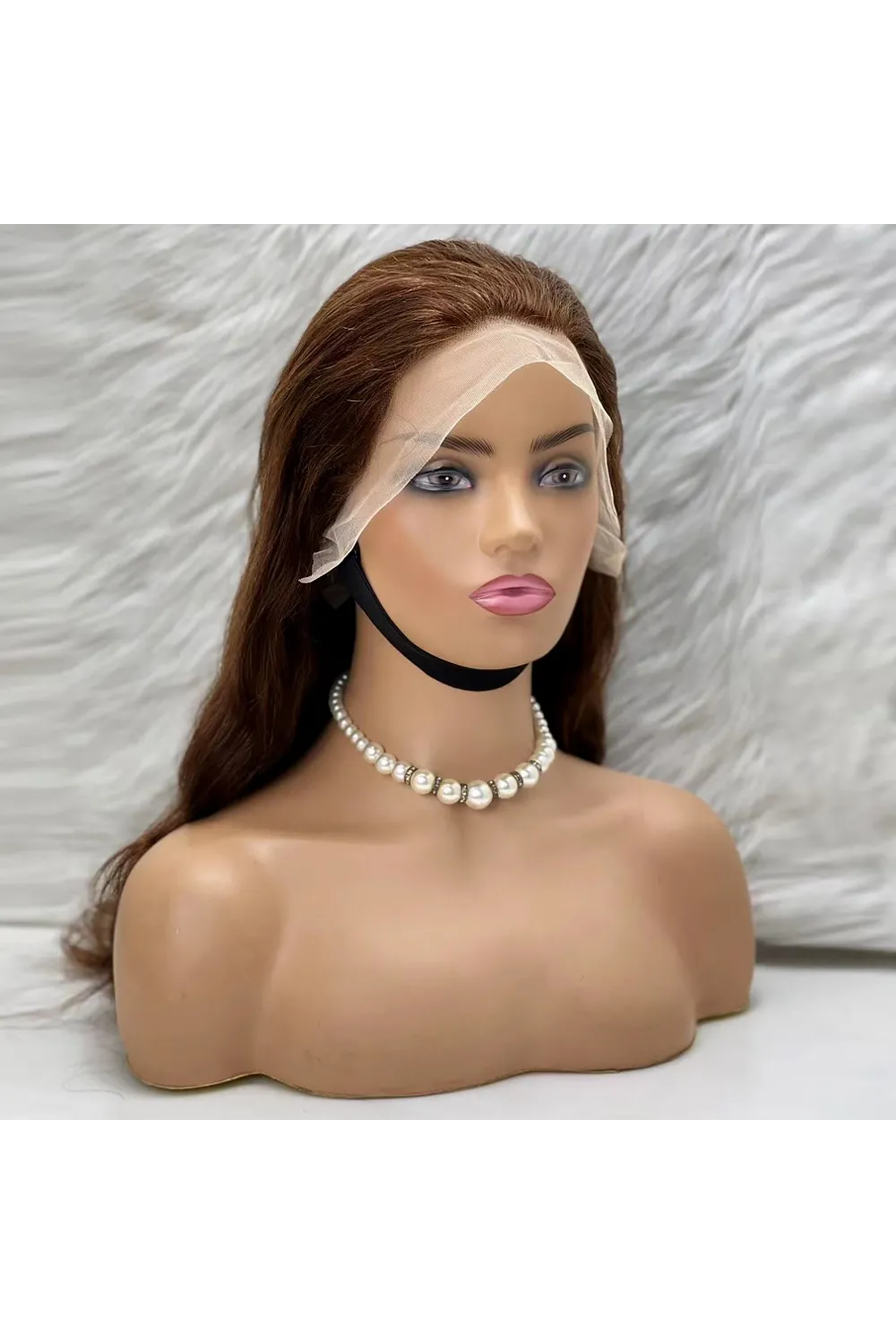 Dalgalı Front Lace Gerçek Tül Peruk - Açık Kahve - 70-75cm