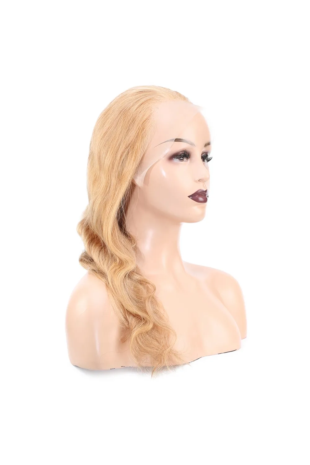 Dalgalı Front Lace Gerçek Tül Peruk - Altın Karamel - 60-65cm