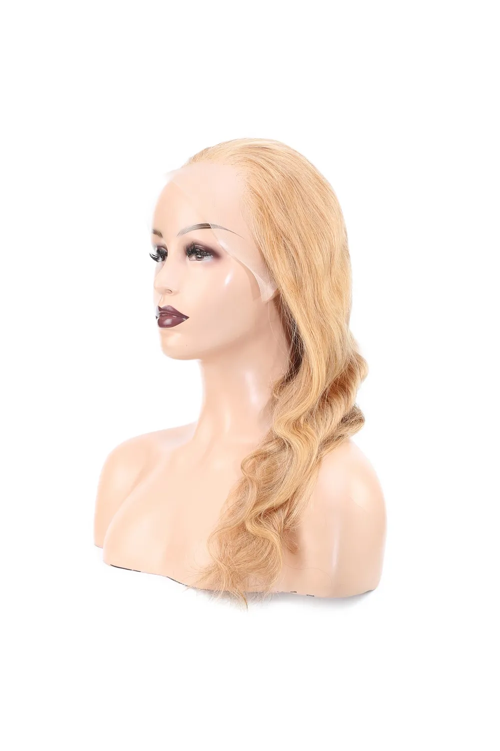Dalgalı Front Lace Gerçek Tül Peruk - Altın Karamel - 60-65cm