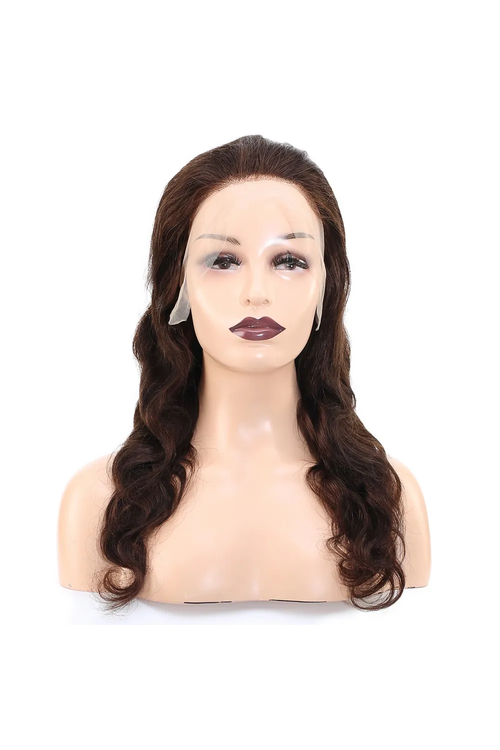 Dalgalı Front Lace Gerçek Tül Peruk - Koyu Kahve - 60-65cm