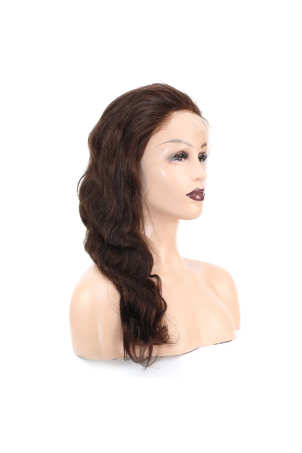 Dalgalı Front Lace Gerçek Tül Peruk - Koyu Kahve - 60-65cm