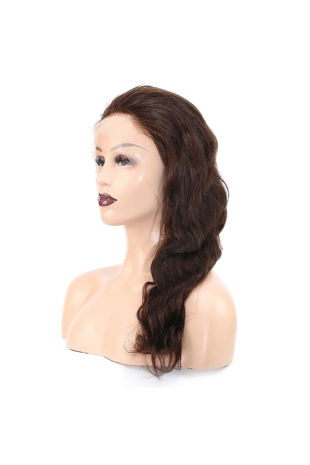 Dalgalı Front Lace Gerçek Tül Peruk - Koyu Kahve - 60-65cm
