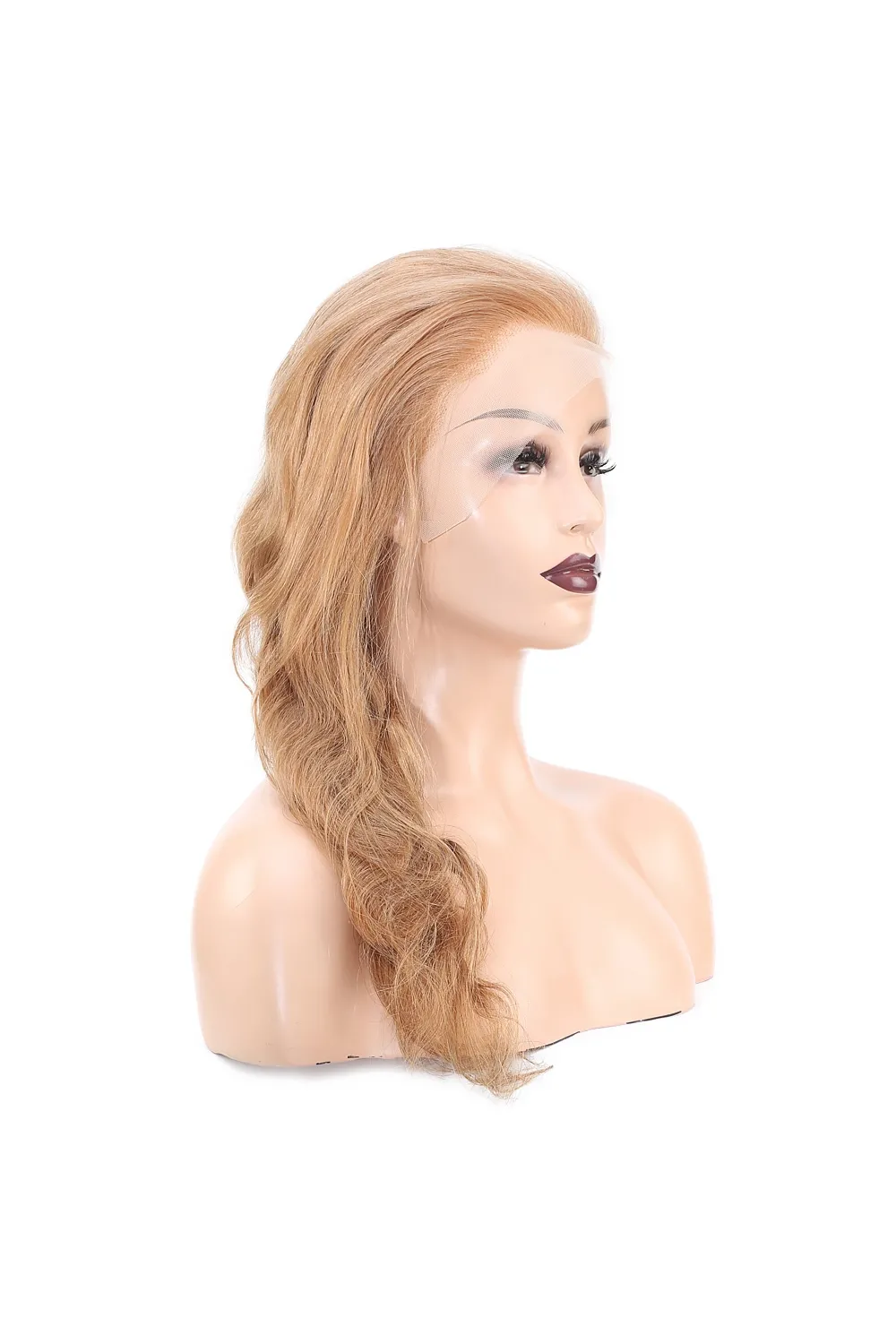 Dalgalı Front Lace Gerçek Tül Peruk - Kumral - 60-65cm