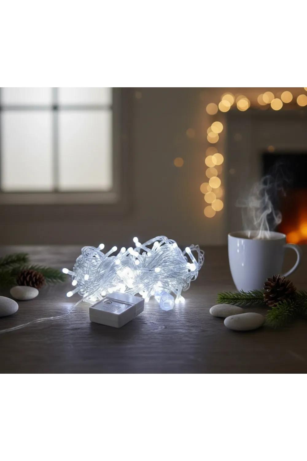 Damla Uçlu Beyaz Işık Şeffaf Kablo  10m 100 Led