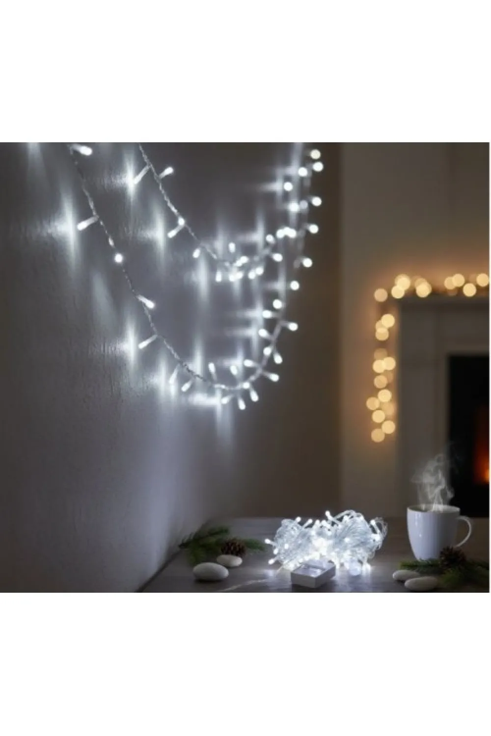 Damla Uçlu Beyaz Işık Şeffaf Kablo  10m 100 Led