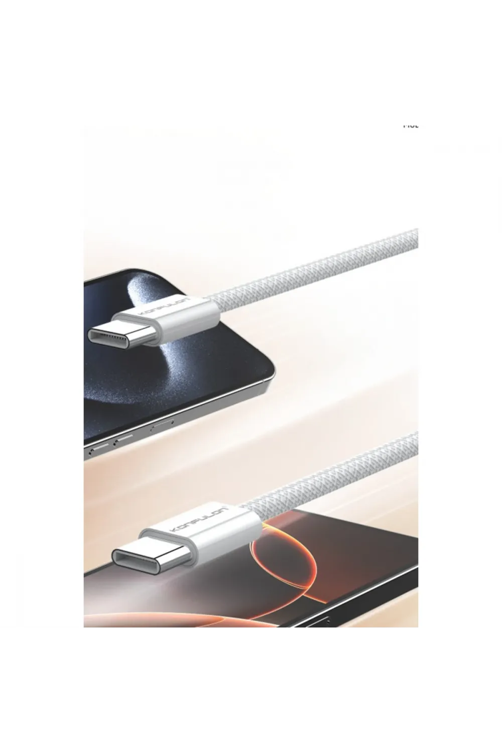 Dc130 2m 60w Type-c To Type-c Örgülü Hızlı Şarj Kablosu - Beyaz
