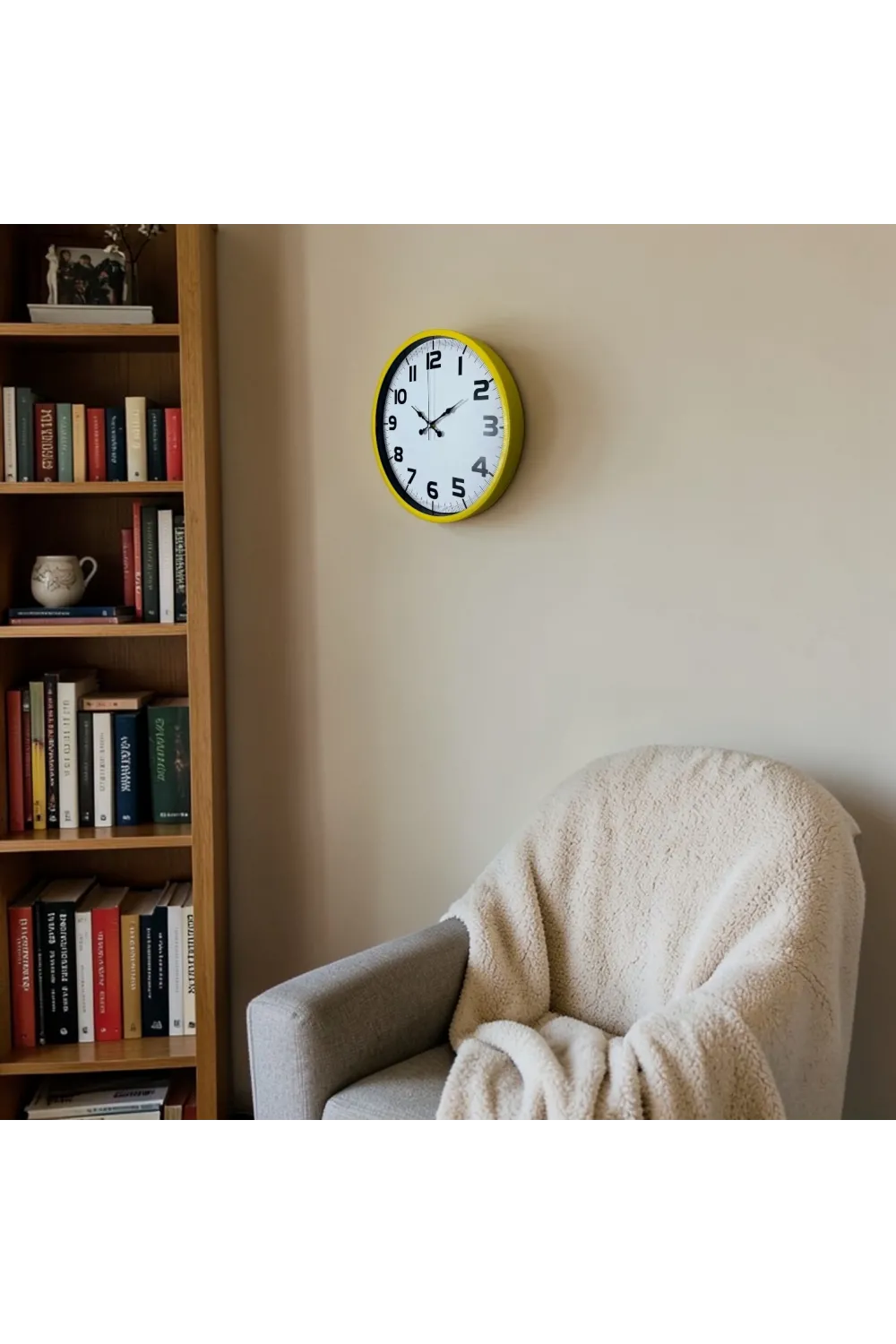 Dekoratif 36 Cm Sarı Duvar Saati