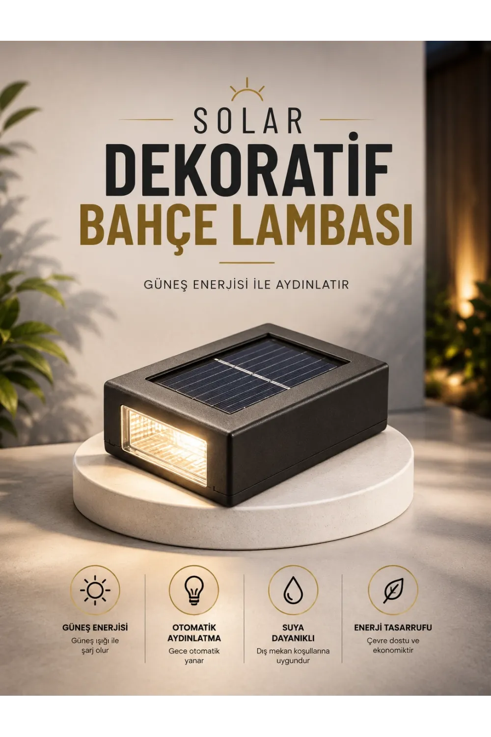 Dekoratif Duvar Lambası Solar Güneş Enerjili Bahçe Aydınlatması