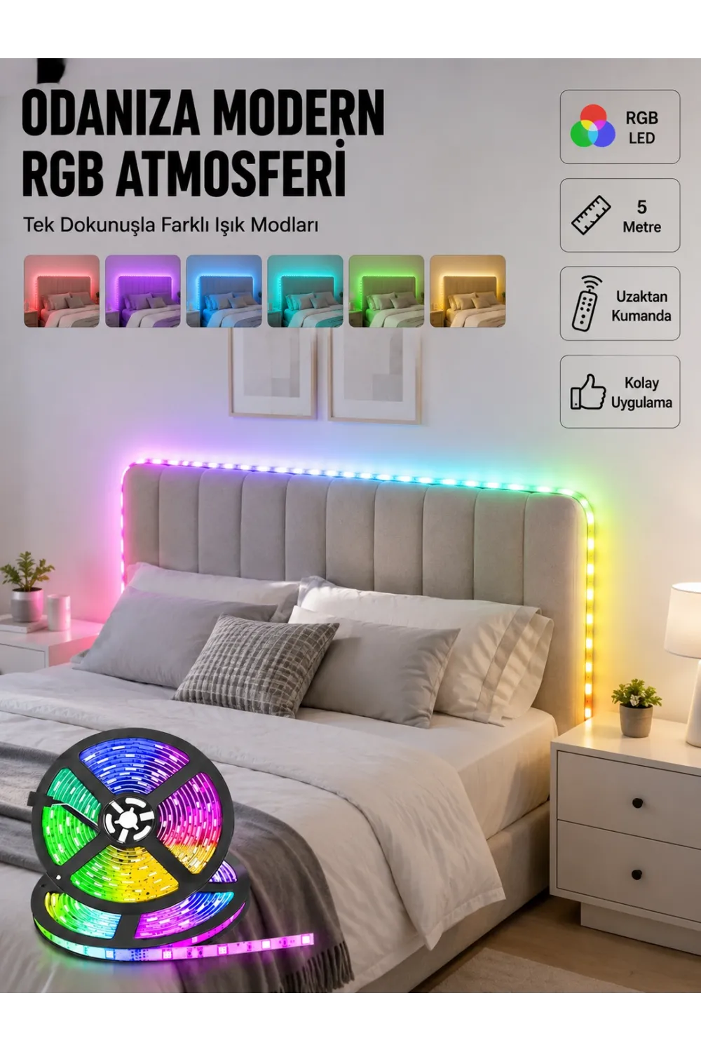 Dekoratif Kumandalı Şerit Led 5 Metre