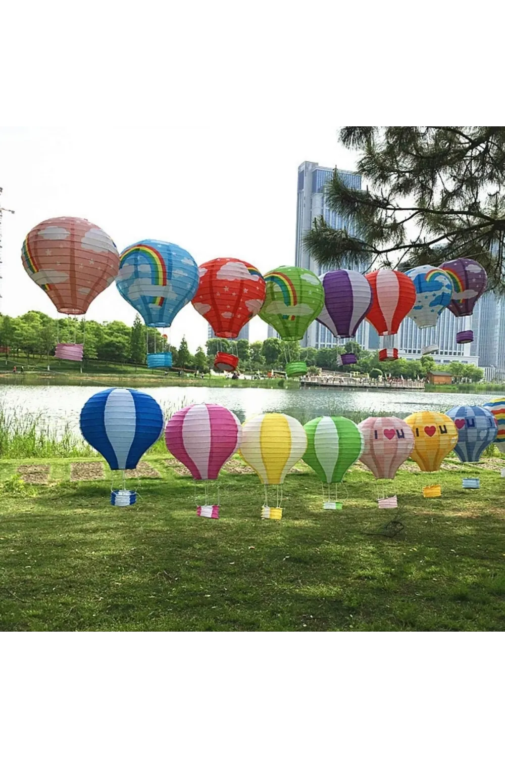 Dekoratif Renkli Kağıt Dilek Feneri Balonu Renkli Uçan Balon