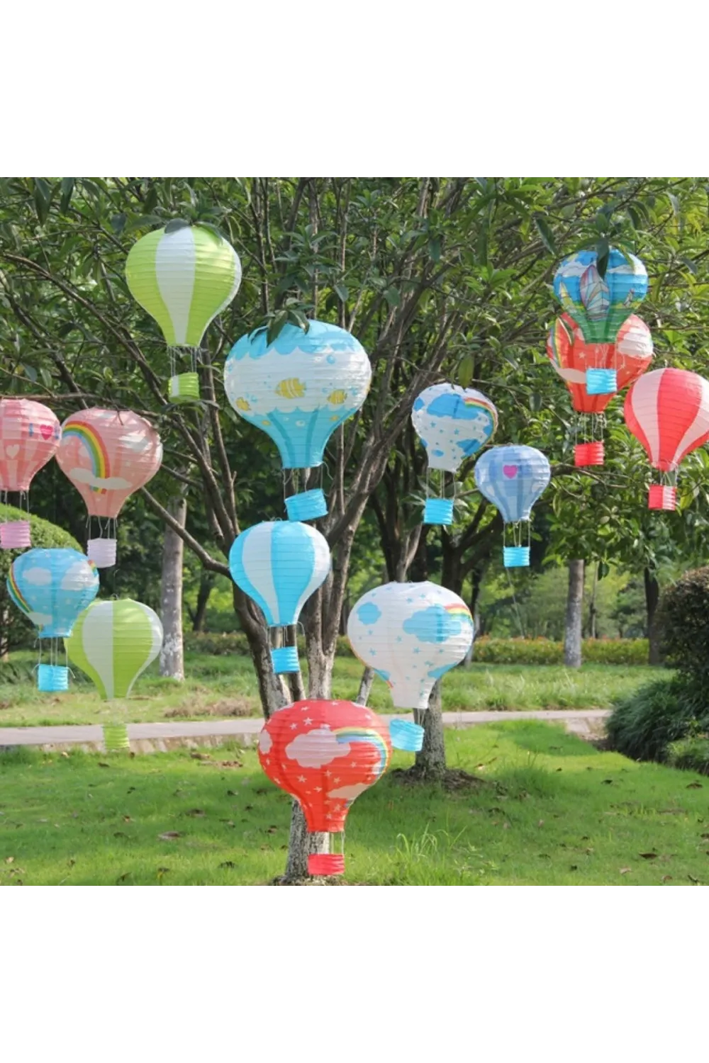 Dekoratif Renkli Kağıt Dilek Feneri Balonu Renkli Uçan Balon