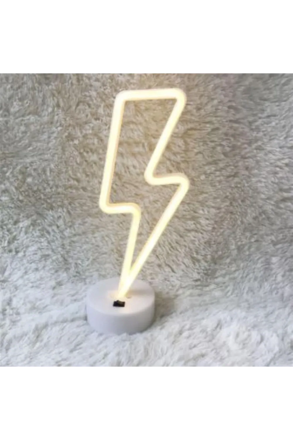 Dekoratif Şimşek Şeklinde Pilli Neon Led Lamba Süs Masa Lambası