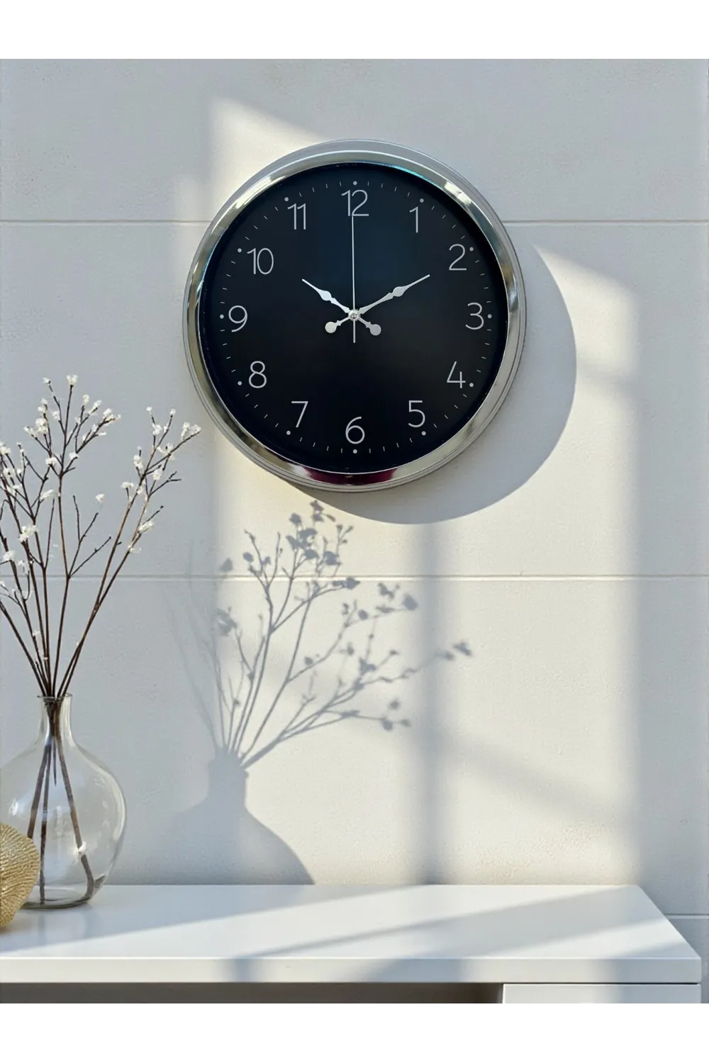 Dekoratif Ve Şık 40 Cm Krom Metal Duvar Saati
