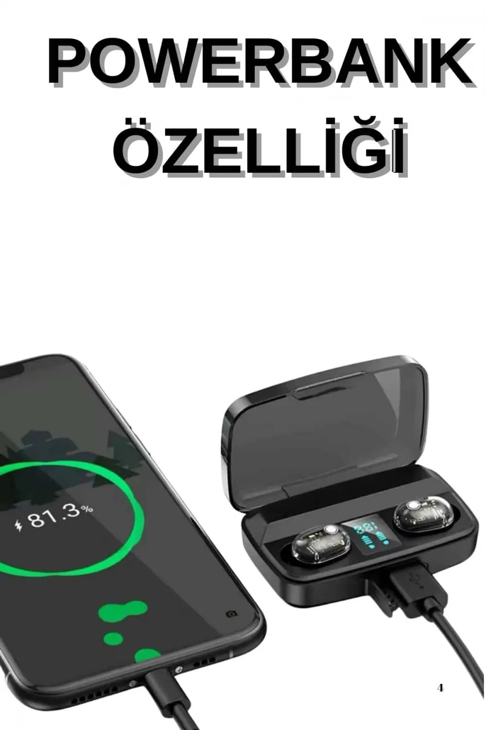 Dijital Göstergeli Bluetooth Kulaklık Kablosuz Tws Stereo Bluetooth 5.0