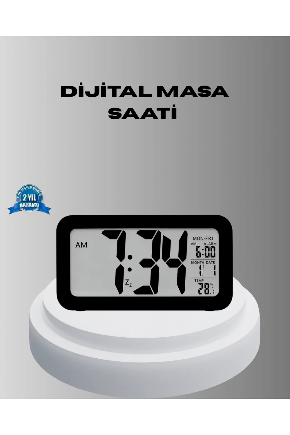 Dijital Masa Saati Sensörlü Aydınlatmalı Alarm Ve Sıcaklık Ölçerli