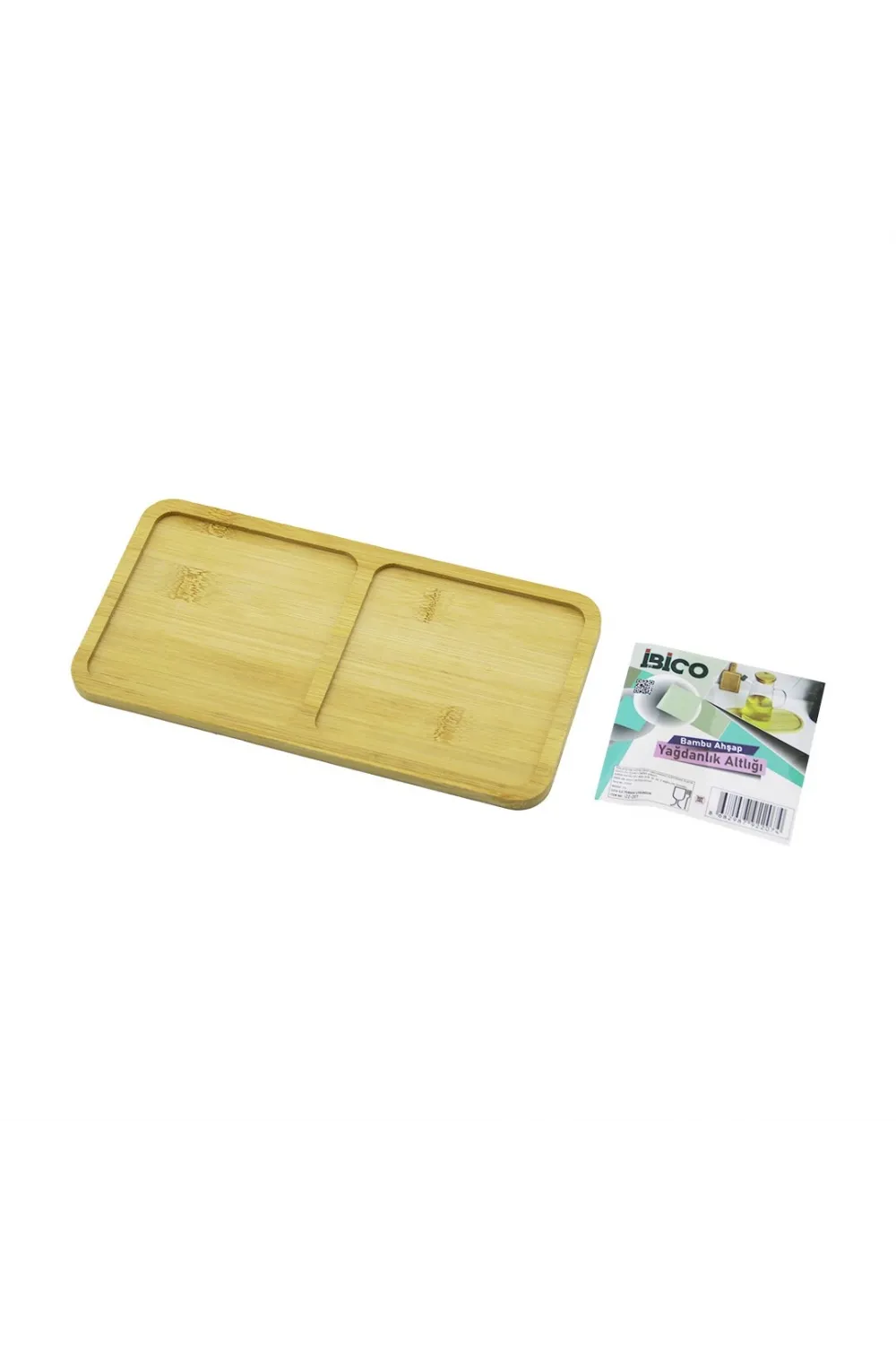 Dikdörtgen 2 Bölmeli Ahşap Bambu Yağdanlık Altlık Mini Tepsi 12 X 23.4 X 0.8cm