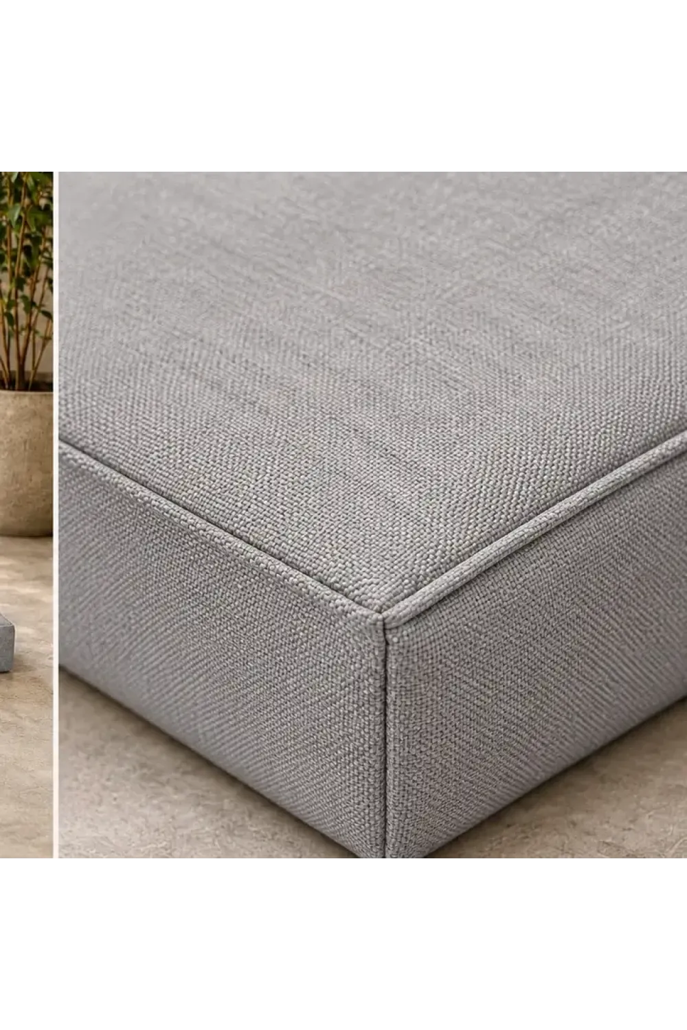 Dikdörtgen Blok Bank Minderi · 50 × 100 × 7 cm · Gri