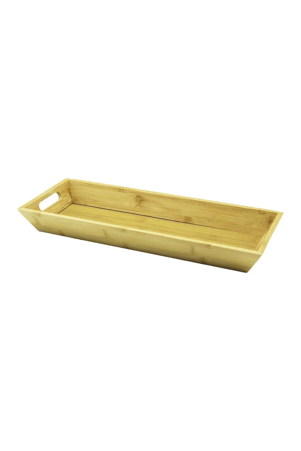 Dikdörtgen Çift Kulplu Ahşap Bambu Sunum Tepsisi =16x40cm - Derin=4cm