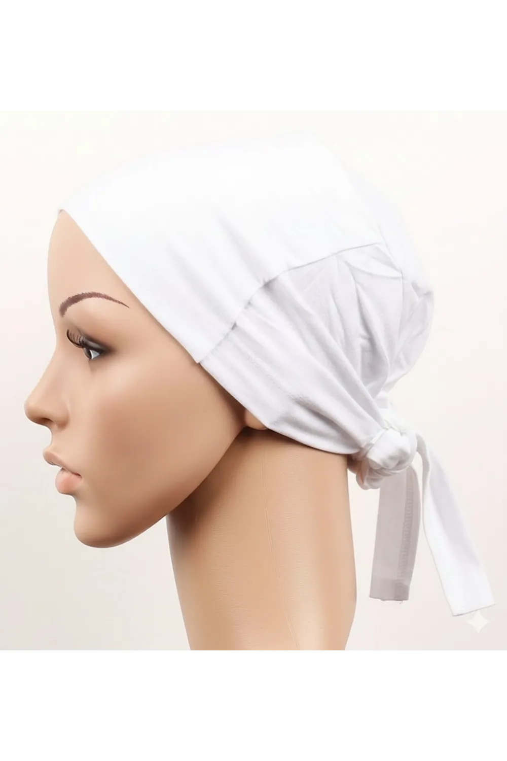 Dikişsiz Bağlamalı Tesettür Bone - Bağlamalı Bandana Beyaz 5 Adet