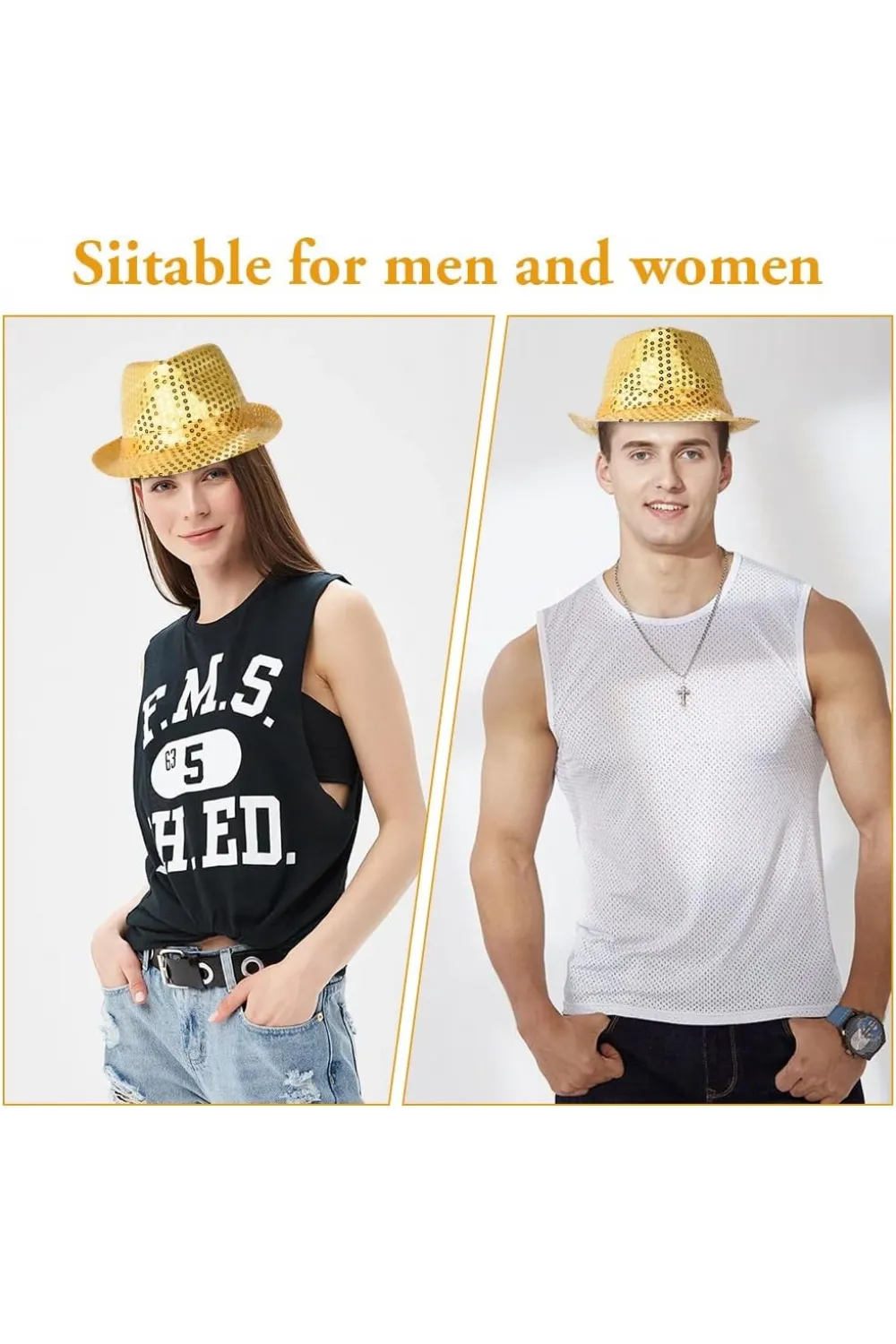Disko Star Altın Gold Payetli Fötr Şapka Yetişkin Boy