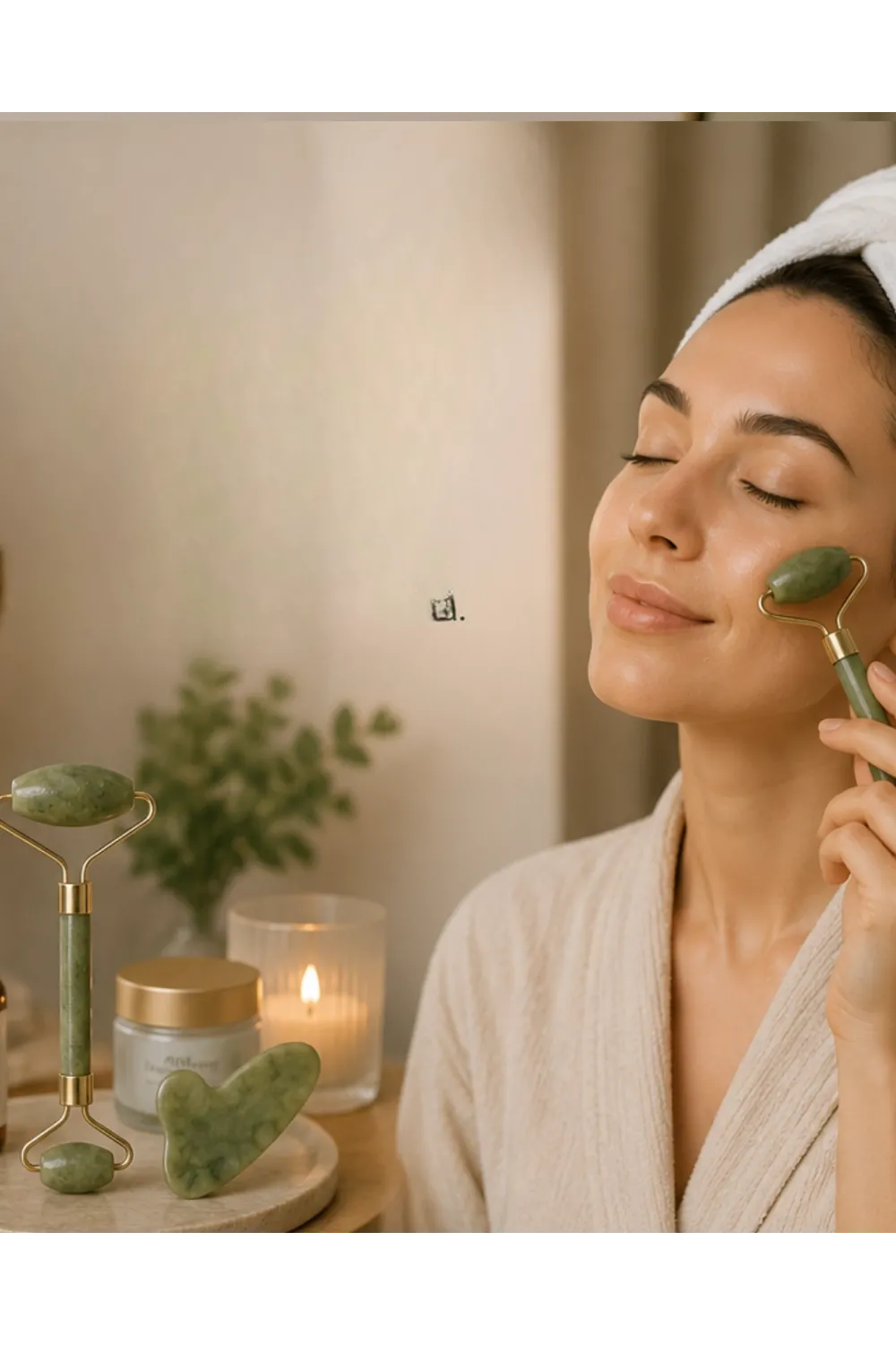 Doğal Jade Stone Yüz Masaj Seti Cilt Bakım Ve Rahatlatıcı Bakım