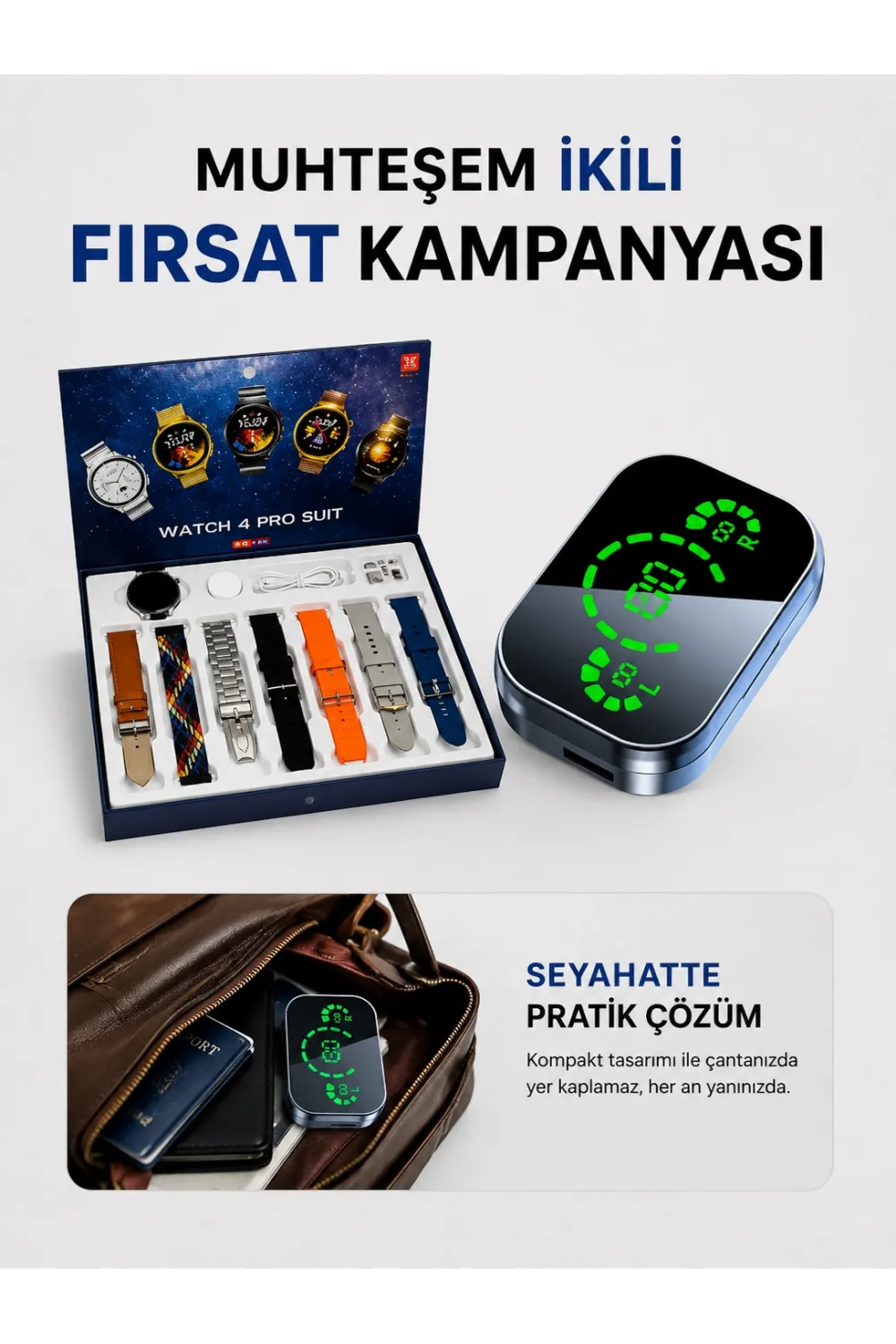 Dokunmatik Akıllı Saat Yeni Nesil Kulaklık Kampanyası Bluetooth Bağlantılı Anc Özelliği