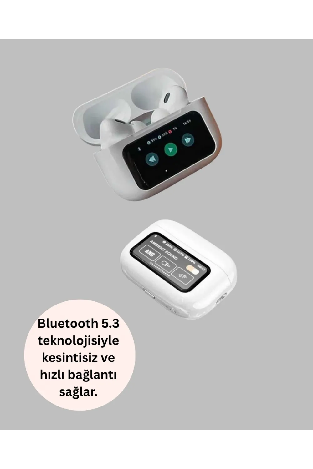 Dokunmatik Ekranlı Bluetooth Kulaklık Anc Gürültü Önleme Suya Dayanıklı