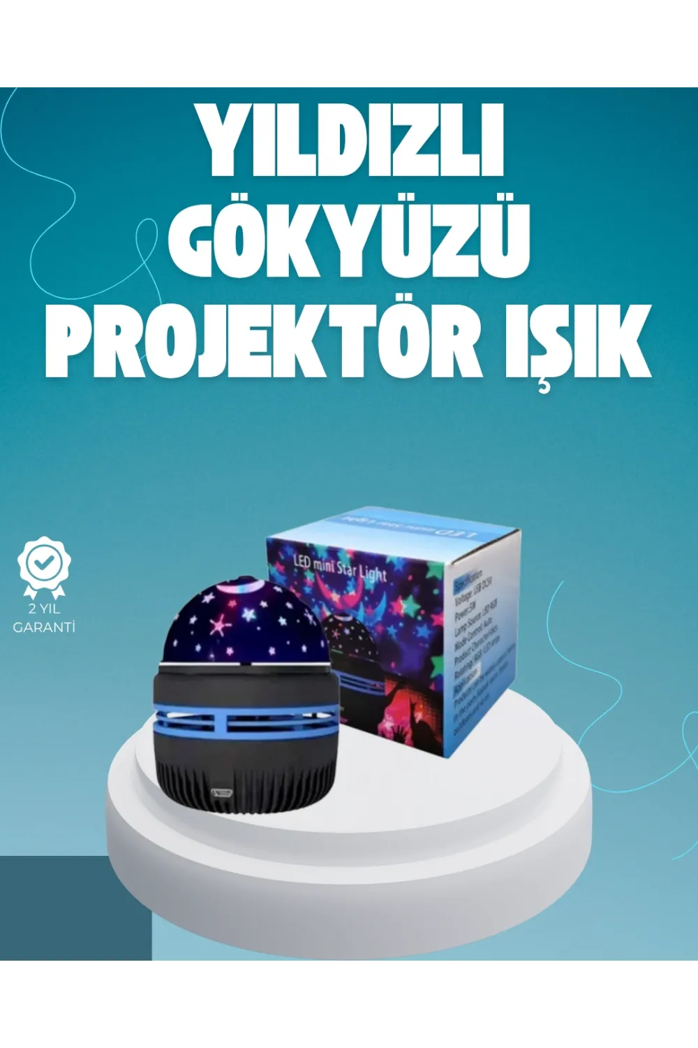 Döner Galaxy Projektör Gece Lambası – Ay Ve Yıldız Işıklı Atmosfer Lamba, Usb Bağlantılı