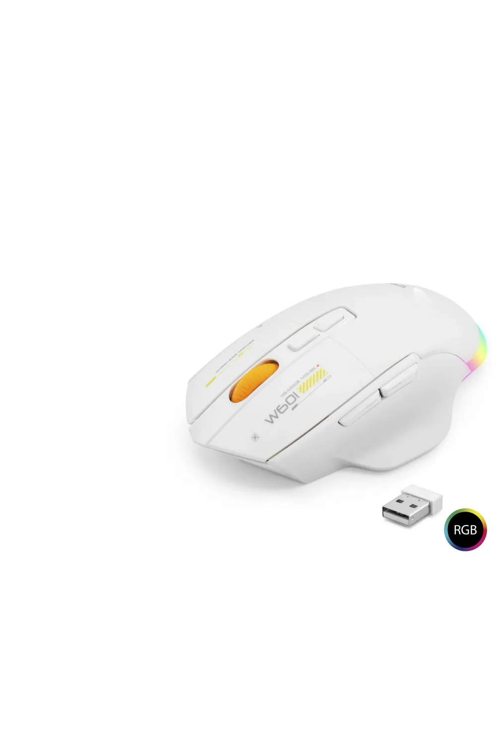 Dual Mode Kablosuz Gaming Mouse 12800 Dpi 7 Tuş Makro 1000Hz Rgb - Beyaz W601W