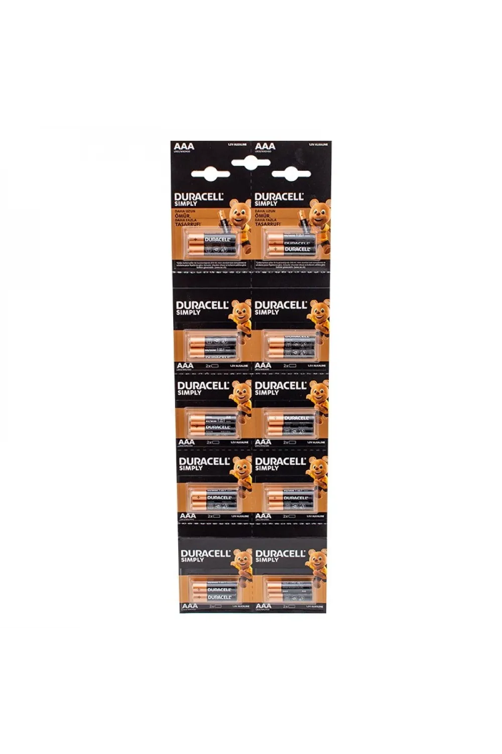 Duracell 1.5V İnce AAA 20li Alkalin Pil LR03/MN20
