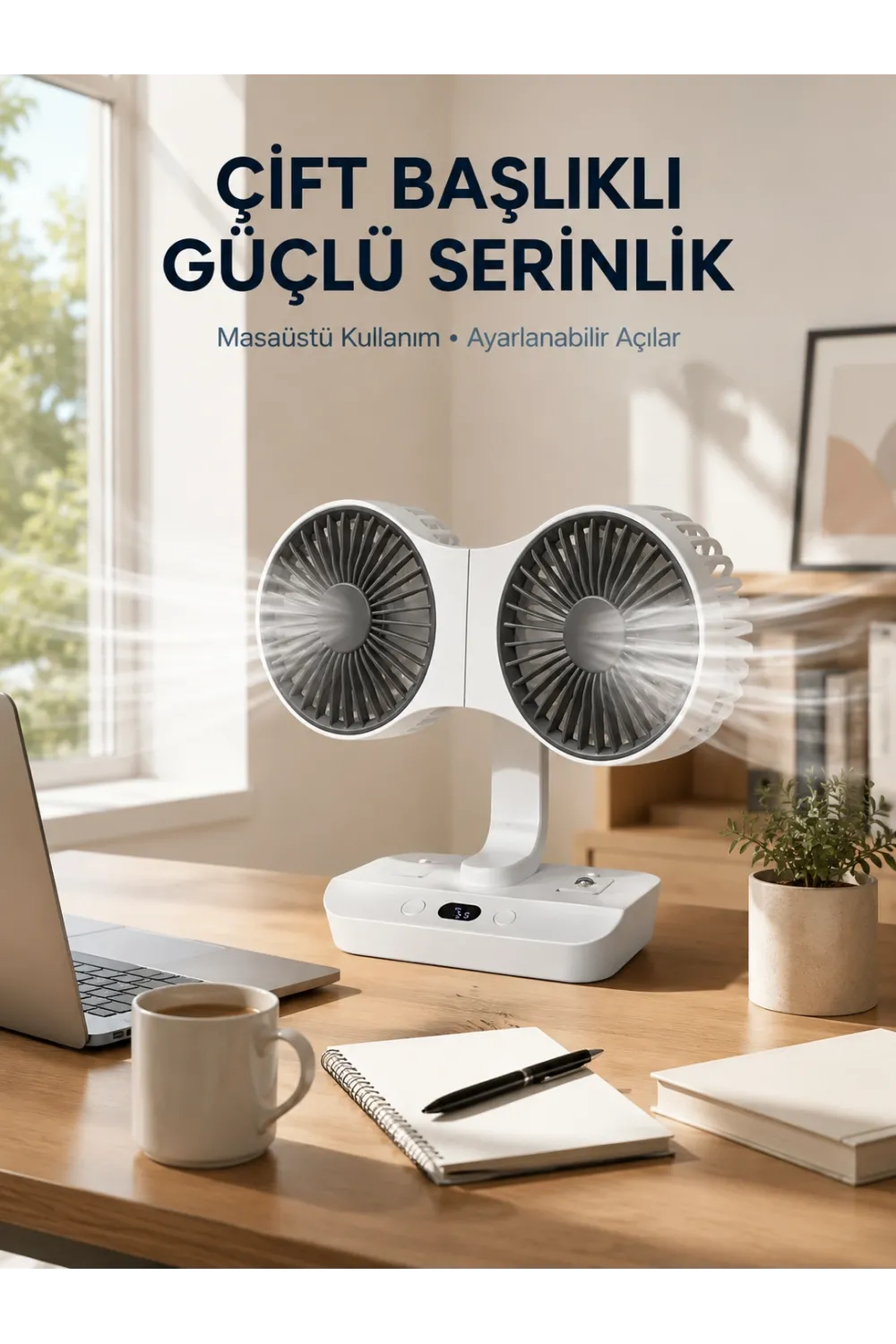 Çift Yöne Hava Üfleyen Masa Ve Duvar Tipi Vantilatör