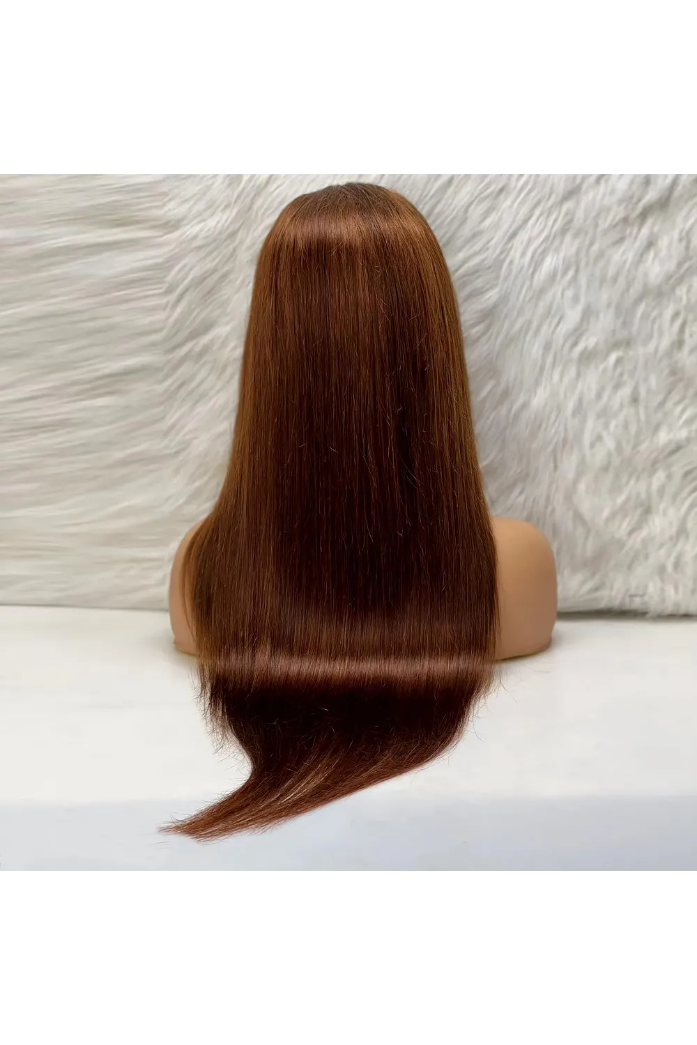 Düz Front Lace Gerçek Tül Peruk - Açık Kahve - 70-75cm