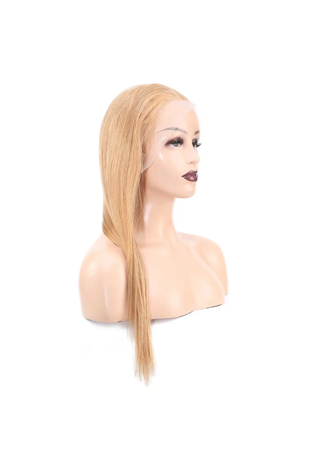 Düz Front Lace Gerçek Tül Peruk - Altın Karamel - 60-65cm